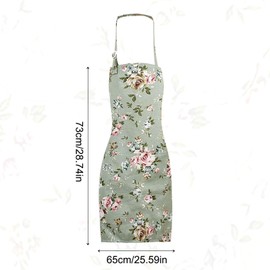 EUPSIIU Kitchen Apron for Women, Cooking Apron for Kitchen, Floral Aprons with Large Pockets, Adjustable Kitchen Apron, Chef Aprons, Vintage Apron, Apron for Cooking, Baking, Gartenar (Green), Green