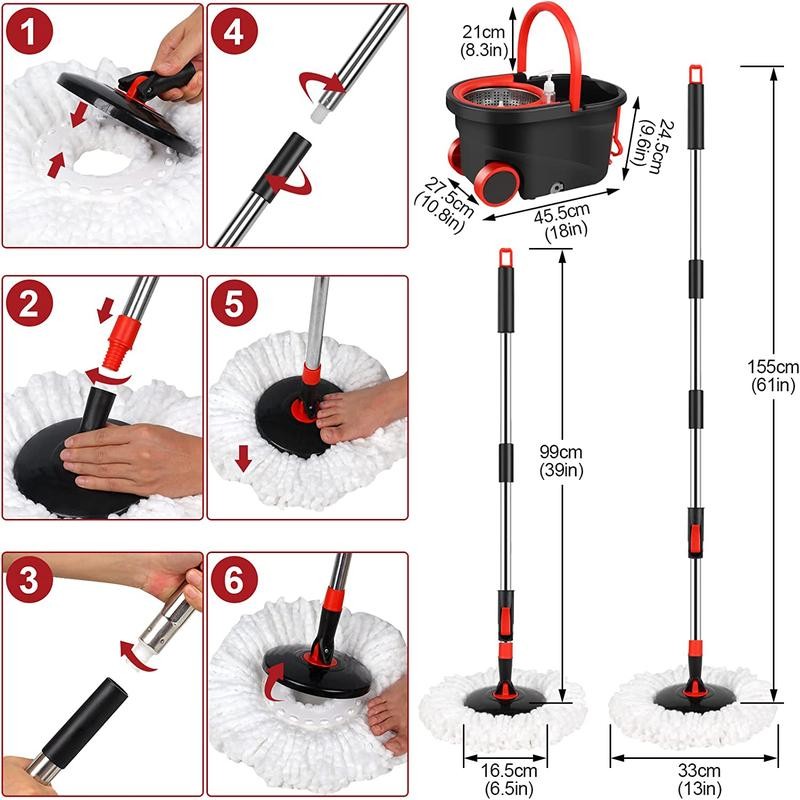 Plus Spin Mop Bucket System, 360° Spin Mop Bucket Set