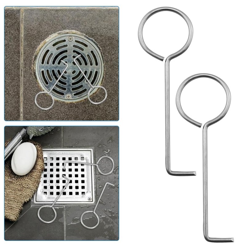 WUSJCOF 6pcs Stainless Steel Drain Key Lifting Hook Drain Grille
