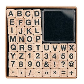 Stempel-Set "ABC & Zahlen", 48 Stück, ca. 1 x 1 cm, inkl. Stempelkissen