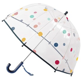 KOULONGDAMI Kids Clear Umbrella for Rain Dome Bubble Umbrellas Windproof for Kids Boys and Girls (Dots-Blue)