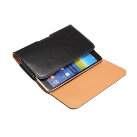 DFV mobile - Executive Holster Magnetic Leather Case Belt Clip Rotary 360 for Vivo Xshot - Black