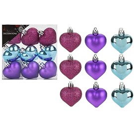 Baubles Christmas Decorations (9pc Heart Baubles)