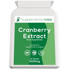 Cranberry Tablets for Urinary Infections - 90 x 5000mg Cranberry Pills - Cystitis Remedies - Bladder Infection Treatment - Kidney Cleanse Cranberry Supplements - UTI Treatment for Women and Men