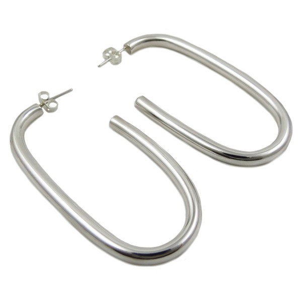 Long Oval Hoops 925 Sterling Silver Drop Earrings Gift Boxed
