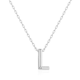 Philip Jones Initial Necklace Letter L Created with Zircondia® Crystals