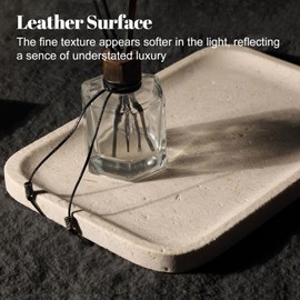 Koville Marble Vanity Tray, 12"x8" Marble Organizer Tray for Countertop Bathroom Kitchen Dresser, Rectangular Decorative Jewelry Dish for Cosmetics Perfume Trinket(Beige)