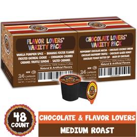 Crazy Cups Flavored Coffee Pods Variety Pack - Coffee Flavors and Chocolate Coffee Flavors for The Keurig k Cups Machine, Recyclable Single Serve Cups, 48 Count