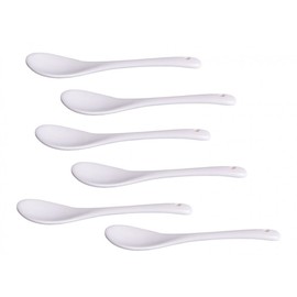 6 Mini- Löffel Kaffeelöffel Eierlöffel weiße Porzellan- Löffel