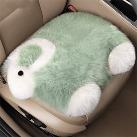 Sheep Winter Car Seat Cushion, Lambskin Car Seat Cover, Cartoon Animals Seat Cover, Car Front Seats, Winter Plush, Square, Non-Slip, Warm Plush Car Cushion for All Car Seats (#01-e)