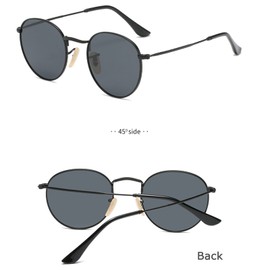 Dollger Small Round Polarized Sunglasses for Women Men Vintage Retro Metal Frame Shade Glasses TAC Lens UV400 Protection Grey Lens and Black Frame