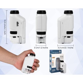 Microscope Kids 60x-120x LED Lighted Pocket Microscope Mini Portable Handheld Microscope for Student Science Gifts