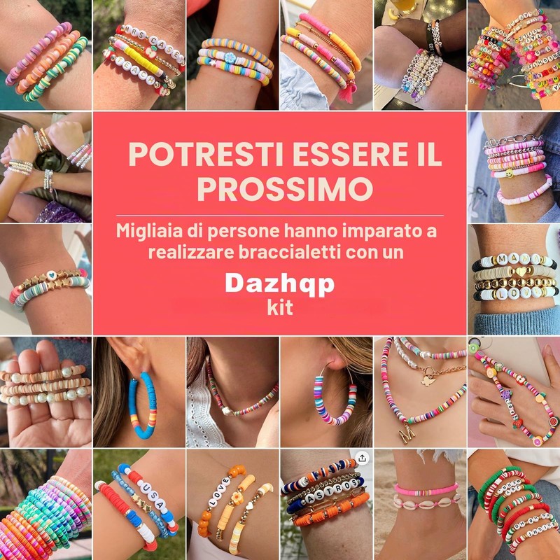 Dazhqp Set di 15500 perline da infilare, 96 colori perline