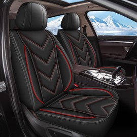 RAWAKORW Car Seat Covers Fit for Kia Sorento 2007-2025 Leather Automotive Front Seat Cover Waterproof Seat Cushion Protectors Compatible with Airbag(2 Seat,Red Line)