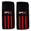 DMX INTL Weight Lifting Knee Wraps Heavy Duty Elastic Support Straps Pair Ideal for Weightlifting, Powerlifting, Gym Training Workout, Squats (Black/Red)