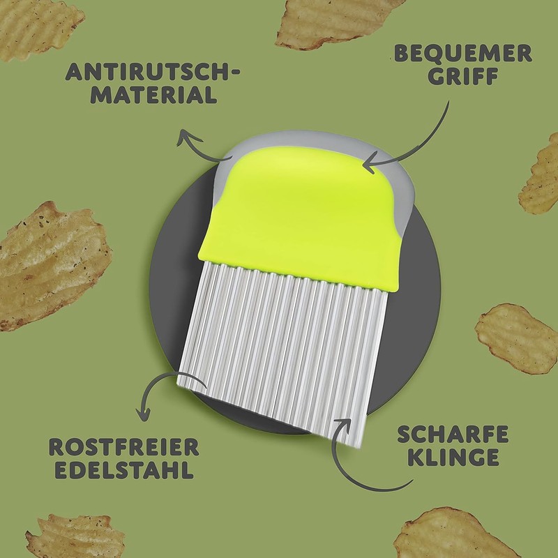 YUNYU Stainless Steel Crinkle Chip Cutter - Potato Chipper &