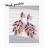 Leaf Crystal Dangle Earrings for Women Jewelry (Hot Pink-14K Gold)