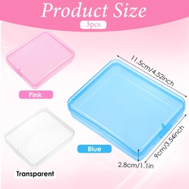 3PCS Portable Travel Cotton Pad Holder Cotton Swab Holder Dispenser Cosmetic Sponge Storage Box with Transparent Lid Cosmetic Pad Container Dental Floss Box(Blue, Pink, Clear)