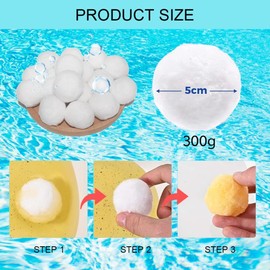 KARELLS Pool Filter Balls,Eco-Friendly Fiber Filter Media,Pool Filtration Balls,Sand Eco-Friendly Filter,300g Filter Balls is Equivalent to 6kg Filter Sand,for Swimming Pool,Aquarium,Fish Tank