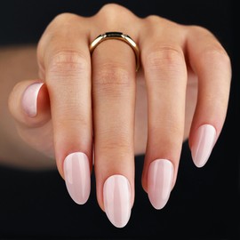 Press on Nails Short Almond Fake Nails Nude Pink Acrylic Nails Press Ons Glossy Gel Oval False Nails Full Cover Glue on Nails Stick on Nails for Women Girls 30Pcs