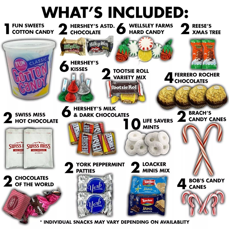 Fun Flavors Box Christmas Candy Gift Box Variety Pack, Holiday
