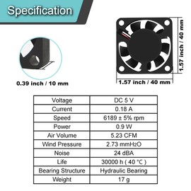 JYUDAUFU 4 x 40 mm x 10 mm 4010 USB Brushless Cooling Fan DC 5 V 6200 rpm with Dust Filter Net 4-Port USB Hub Splitter Mini Screwdriver for DIY Test 3D Printer PC Case DVR CPU Small Devices