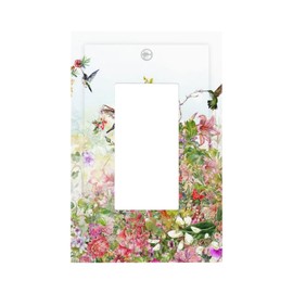 Colorful Blossom Spring Floral Flower Bird 1 Gang One Rocker/decorator Outlet Light Switch Wall Plate Cover Faceplate Decorative Switchplate Decorator Outlet Cover