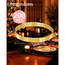 200 Pcs Luxury Gold Napkin Rings Bulk, Round Napkin Rings Buckles