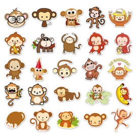 Monkey Stickers for Laptop (50 Pieces), Gift for Children, Teens, Adults, Boys, Animal Stickers, Waterproof Vinyl Stickers for Scrapbooking, Skateboard, Car, Luggage