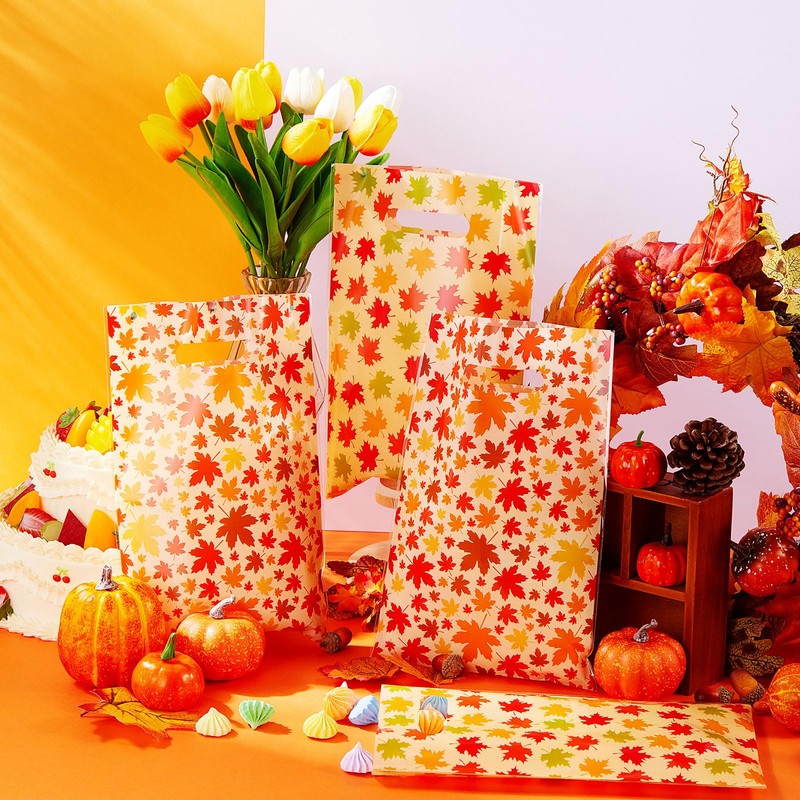 TaoBary 100 Pcs Plastic Fall Gift Bags Bulk 11.8" x