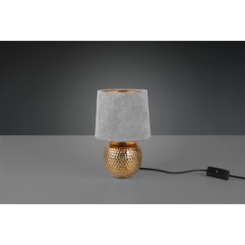 Reality Leuchten Sophia R50821011 Table Lamp Ceramic Gold-Coloured Velvet Shade Grey or Gold Excl. 1x E14 16 cm