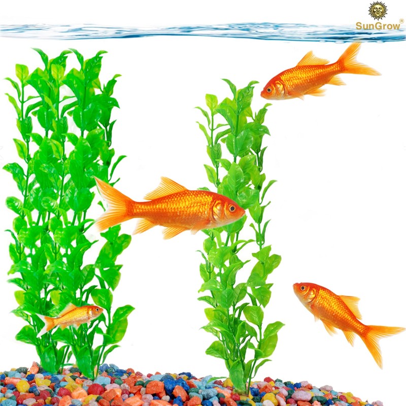 SunGrow Plastic Aquarium Plant Set, Resin Aquarium Decor, Tall Artificial
