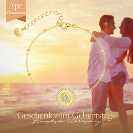 CDE Women's 925 Sterling Silver Bracelet with Sun Pendant, Gifts for Women, Girlfriend, Wife on Valentine's Day, Mother's Day, Anniversary, Birthday, Christmas, Party, Anniversary, Sterling Silver