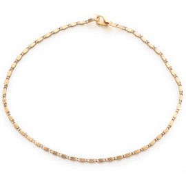 10 Inch Ankle Bracelet Chain Embossed Pattern Link Anklet Gift Boxed Gold Plated Brass