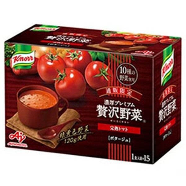 Ajinomoto Knorr Rich Premium Luxury Vegetables (Ripe Tomato), Rich Sauce Soup, Cup Soup, Tomato Soup, Knorr Soup (Instant Soup, 1 Box of 15 Bags)