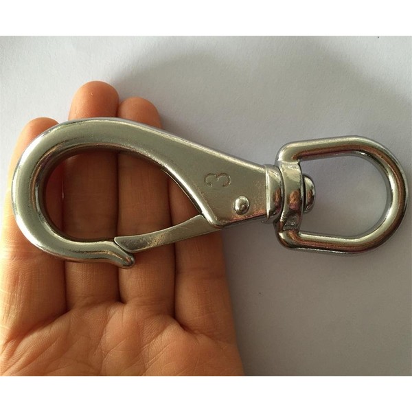 Swivel Eye Snap Hook 316 Stainless Steel Boat Marine Pet Chains Keychains Lanyard Hook Multi-Use Spring Snap Hook Clasp Hardware Accessories 7/8 Inch 3#