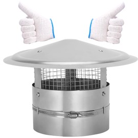 8Inch Chimney Cap,6/7/8/10 Inch Adjustable Stainless Steel Chimney Cap,304 Steel Round Rain Cover with Mesh Screen,Universal Cone Top Roof Cap for Wood/Oil Stove Vent,Weatherproof & Easy Installation