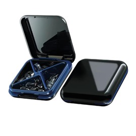 Portabs Pastillero Organizador 4 Compartimentos | Elegante Resistente al Agua Compacto y Sin BPA | Ideal para Viajes Oficina Gimnasio y Uso Diario (Negro)