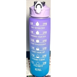 Motivational Drinking Water Bottle with Time Marker & Stickers – 900ml Gradient Purple & Blue Leakproof BPA-Free Water Tracker Bottle with Straw & Flip Lid – Reusable Sports Bottle