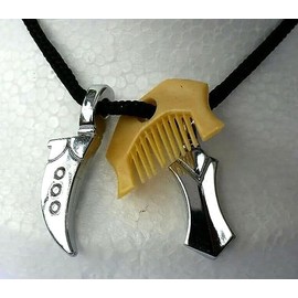 Galaxie Karmaa Silver Color Khanda Kirpan Kanga Pendant Locket For Men And Women