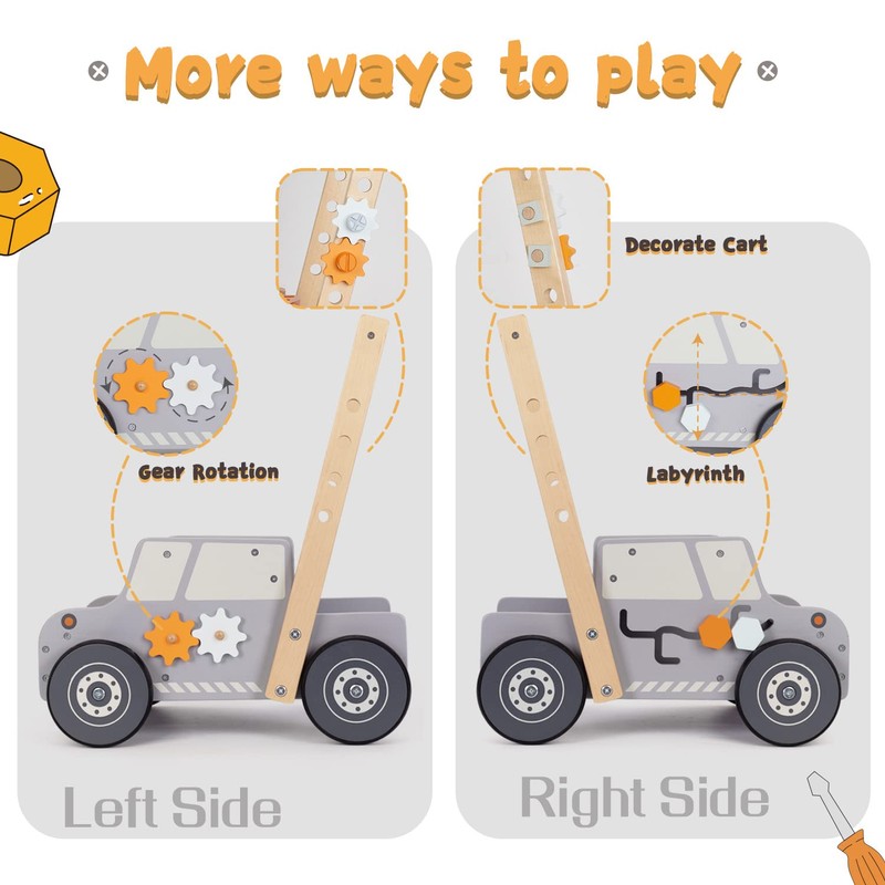 Labebe Baby Push Walker and Tool Bench - Wooden Activity