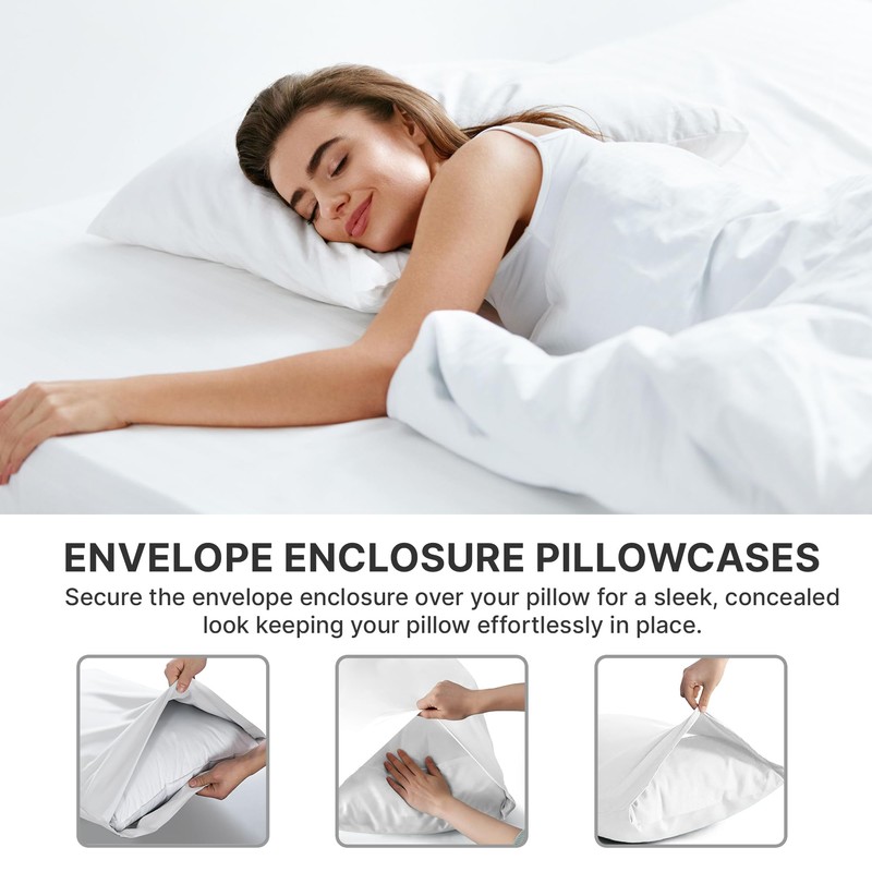 100% Cotton Pillow Cases Queen Size - Extra Soft 400