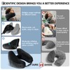 Inflatable Neck Pillow for Airplane Travel with Hoodie, Portable Neck Support for Long Haul Flights Sleeping Napping, with Soft Velour Cover Hat, Travelling Sleep Essentials for Plane Car Train