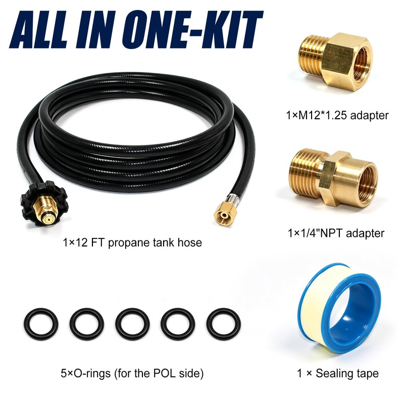 12FT Propane Weed Burner Torch Hose G3/8"-19 Left Hand Thread