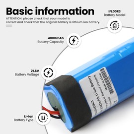 ANTIEE 4000 mAh Vacuum Cleaner Battery for Tineco iFloor 3, Floor One S3, Floor One S3, Breeze Cordless Wet Dry Aspirapolvere Robots 21.6 V