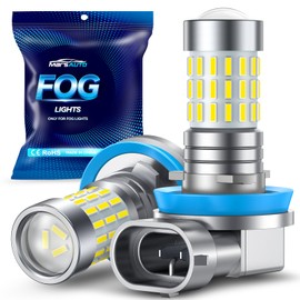 Marsauto H11 H8 LED Fog Light Bulbs or DRL, 10,000 Lumens 6000K White, 48 Chips Fog Lights, H11 Led Bulb 1:1 Mini Size H11/H8/H16 Led Fog Lights, 360° Full Illumination(Pack of 2)