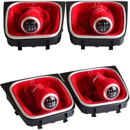 Kakulkomen 5 Speed Car Gear Shift Knob Gaitor Boot Red Suede Leather Dustproof Cover for VW Golf 5 Golf 6 MK5 MK6 R32 GTI 2004-2009 (5 Speed)