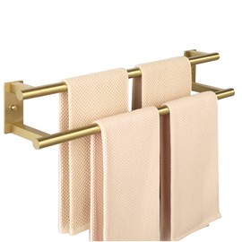 Alise Bathroom Double Towel Bar, 24 Inch Wall Mount Towel Holder, Towel Racks for Bathroom, SUS304 Stainless Steel Towel Hanger, Thickened Pipe with Strong Load-Bearing Capacity, Gold