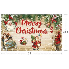 6 X 3.6ft Vintage Durable Merry Christmas Fireplace Backdrop Large Merry Christmas Sign Banner Fabric Xmas Holiday Photography Background Christmas Party Supplies Decoration