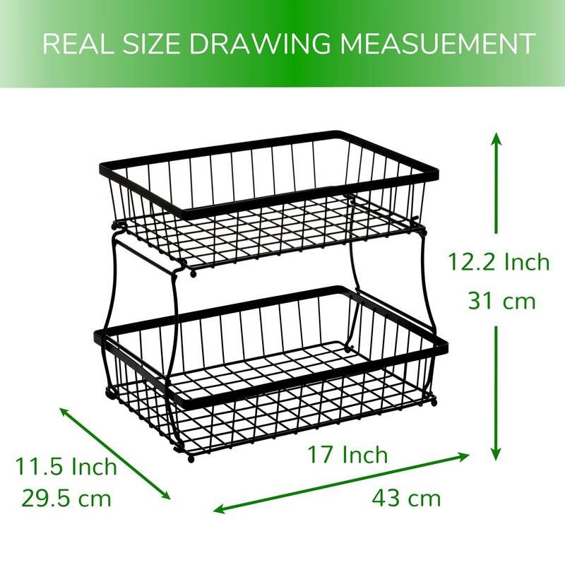 HOSY 2 Tier Steel Basket, Standing Storage Rack Ideas for